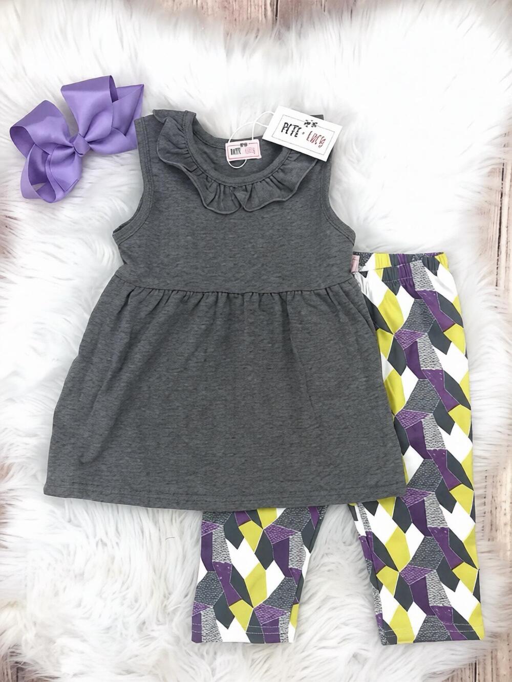 NEW PETE + LUCY girls geo capri set